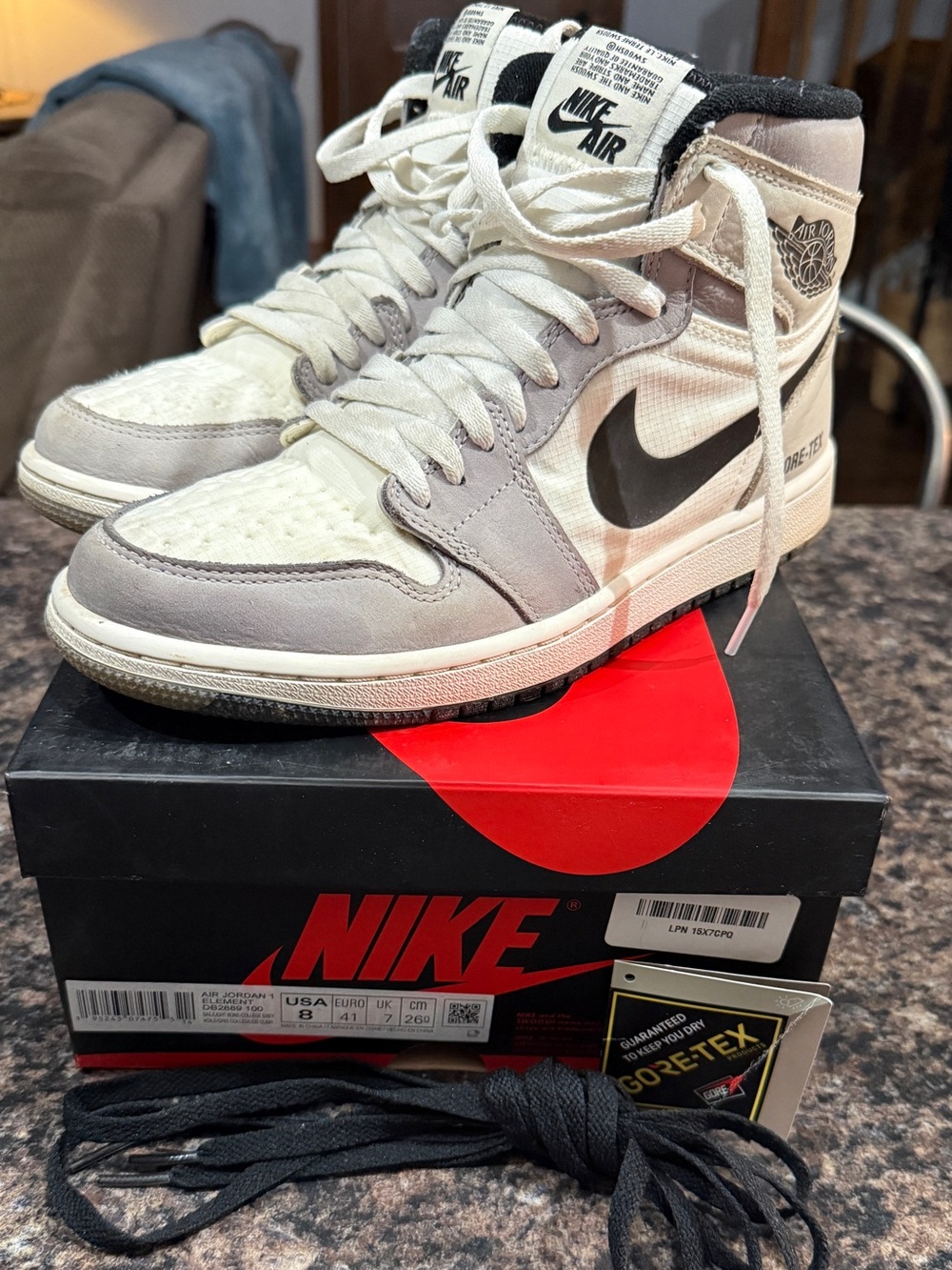 Nike Air Jordan 1 Element GORE-TEX High Top Sneakers - White, Light Gray & Black